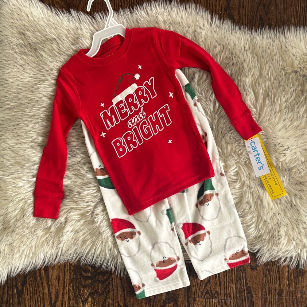 3T NWT Carter’s Toddler 2-Piece Christmas Cotton & Fleece Pajama Set